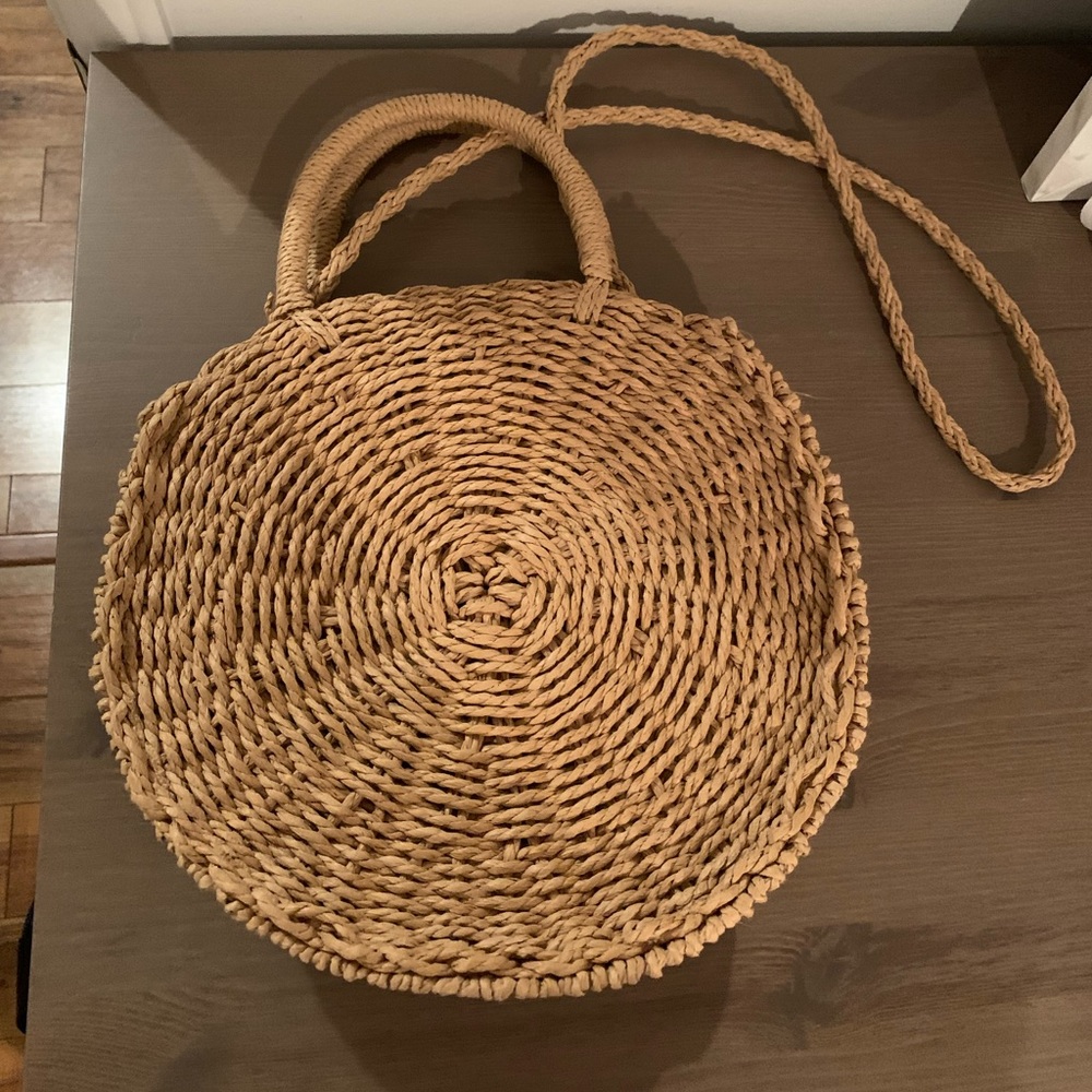 Straw rattan round bag